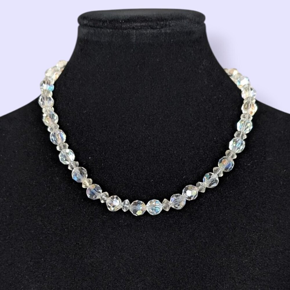 V. White AB Crystal Choker Necklace